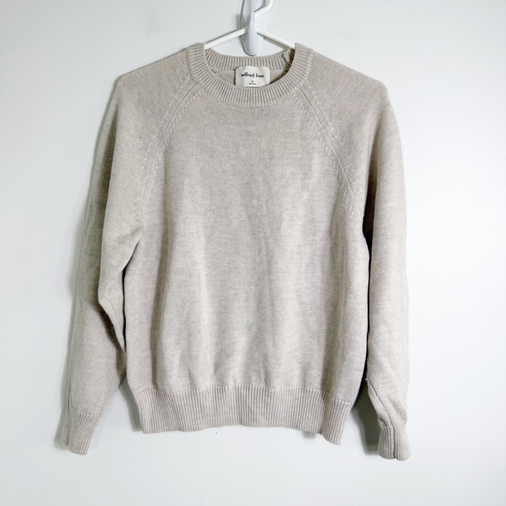 Aritziz Wilfred Free Sweater Women XS Beige Raglan Crew Neck Knit Pullover